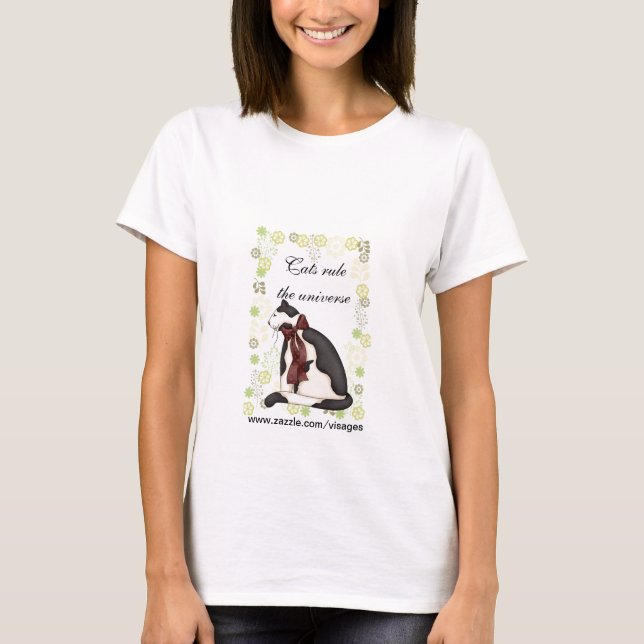 Camiseta Gato de Gatinho com Flores Presente para Mãe (Frente)