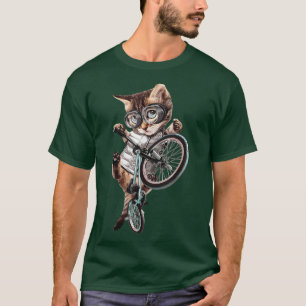 Camiseta Gato de gatinho de gato de bicicleta de bicicleta