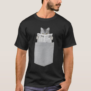 Camiseta Gato De Gatinho De Leitura Bonita No Bolso