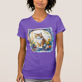 Camiseta Gato de Gatinho na Janela das Flores