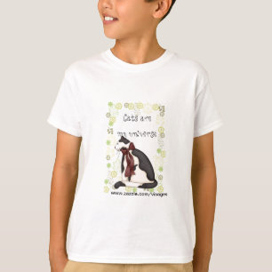 Camiseta Gato de Gatinho Preto e Branco com Flores para Men