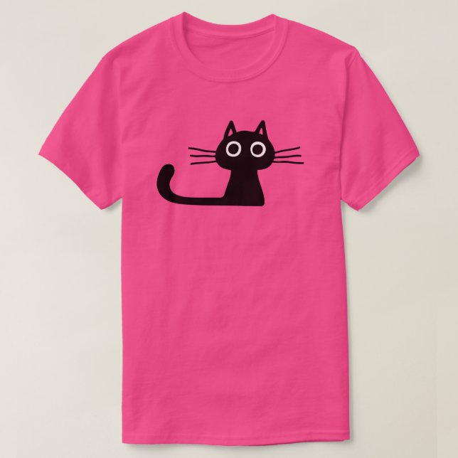 Camiseta Gato de Gatinho Preto e Simples, Cute, com Whisker (Frente do Design)