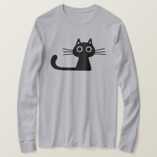 Camiseta Gato de Gatinho Preto e Simples, Cute, com Whisker