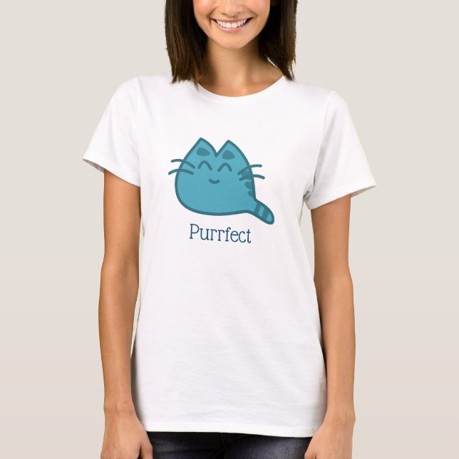 Camiseta Gato de Gatinho Puro Azul Sorrindo (Frente)
