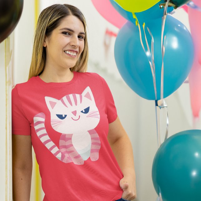Camiseta Gato De Gatinho Rosa, Bonito E Engraçado, Com Sorr (Criador carregado)