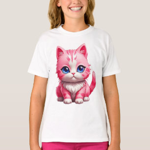 Camiseta Gato de Gatinho Rosa Gelado
