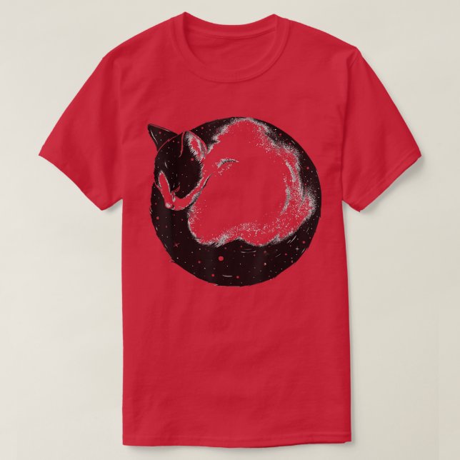 Camiseta Gato de Gato da Noite Estrelada (Frente do Design)