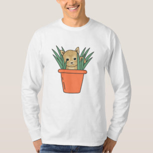 Camiseta Gato De Gato De Pote Flor, Gato Engraçado Nas Plan