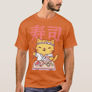 Camiseta Gato De Gato E Sushi Japoneses