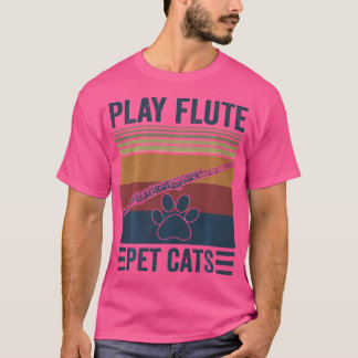 Camiseta Gato De Gato Engraçado E Leitor De Flauta - Gatos