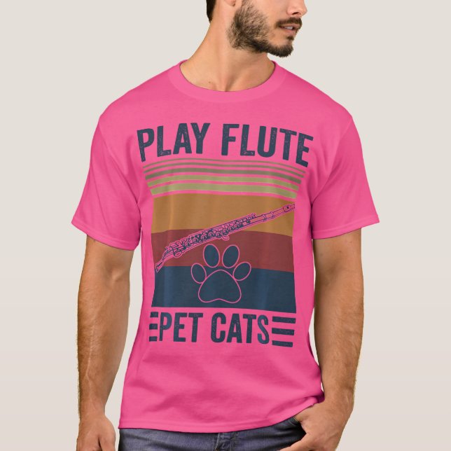 Camiseta Gato De Gato Engraçado E Leitor De Flauta - Gatos  (Frente)