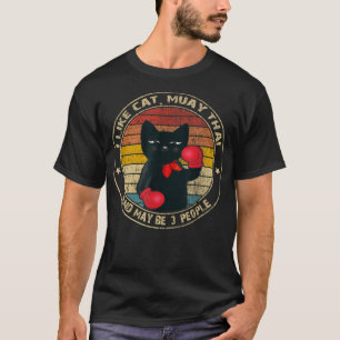 Camiseta Gato de Gato Engraçado Muay Tailandês Kickboxing T