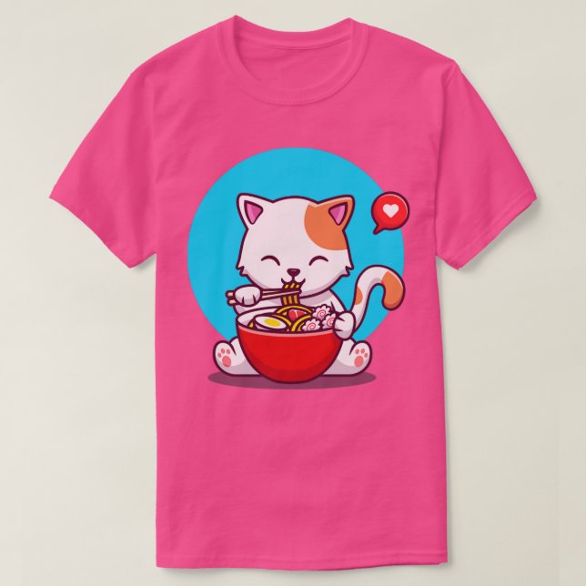 Camiseta Gato De Gato Gato Com Chopstick (Frente do Design)