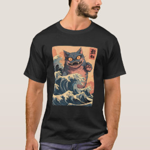 Camiseta Gato de Gato Japonês do Estilo de Animação Harajuk