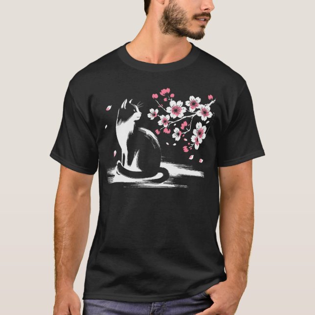 Camiseta Gato de Gato Kawaii, Gato Engraçado Japonês (Frente)