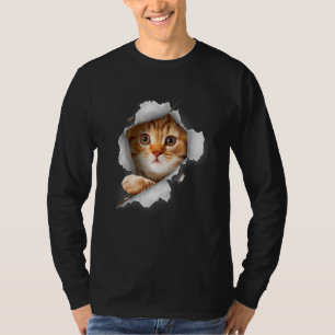 Camiseta Gato de Gato Laranja Gato Torno Gato de Roupa