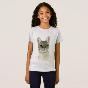 Camiseta Gato de gato malhado com a aguarela bonito dos