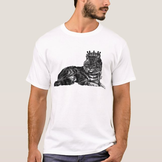 Camiseta Gato de gato malhado com coroa (Frente)