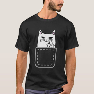 Camiseta Gato de Gato Médio Pocket Engraçado Gato Branca P