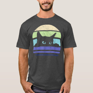 Camiseta Gato De Gato Preto Vintage Estilo Retroativo Gatos