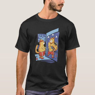 Camiseta Gato De Giro Em Um Gato De Malhação De Gato Muscul