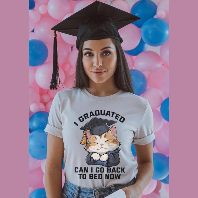 Camiseta Gato de Graduação Escolar (Criador carregado)