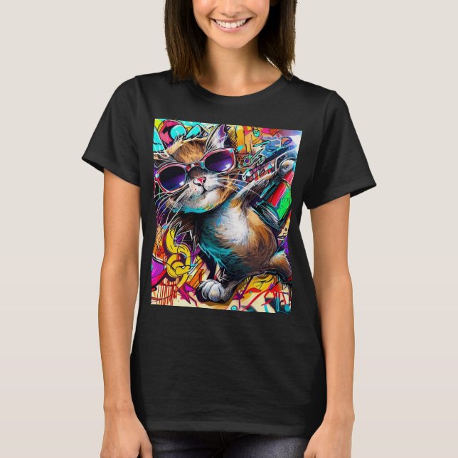 Camiseta Gato de grafite: Gato pintado de Spray: arte de ru (Frente)