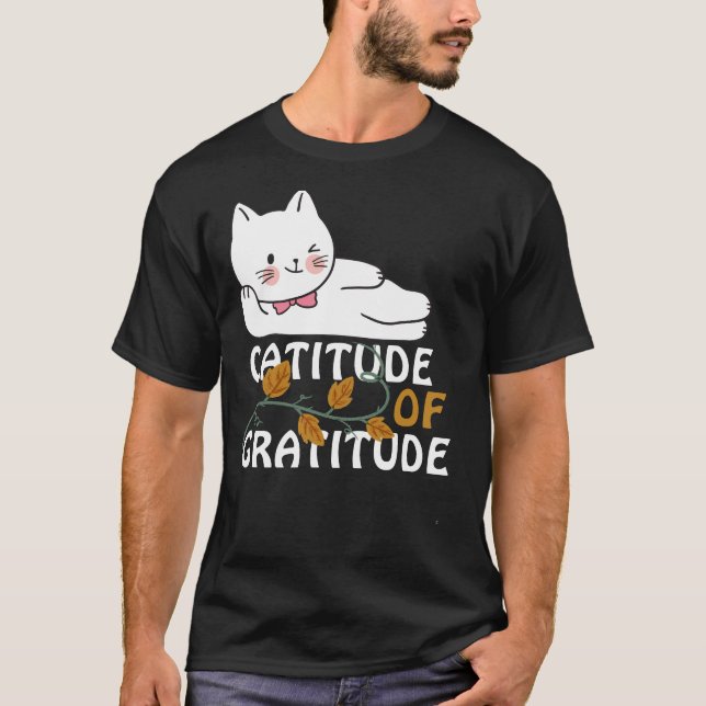 Camiseta Gato de gratidão de Ação de Graças (Frente)