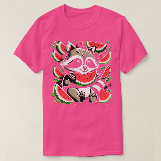 Camiseta Gato de guaxinim, Fruta de melancia, homens de ver (Frente do Design)
