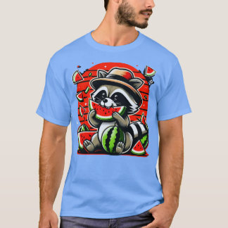 Camiseta Gato de guaxinim, Fruta de melancia, homens de ver