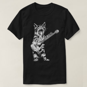Camiseta Gato de Guitarra de Rock Design de Música Divertid