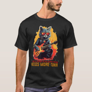 Camiseta Gato de Guitarra Engraçado ama Peixe e Guitarras E