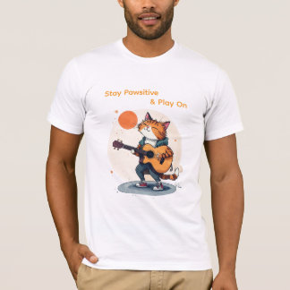 Camiseta Gato de Guitarra Fique Pawsitivo