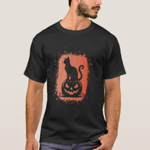 Camiseta Gato de Halloween com Silhueta de Jack O Lantern