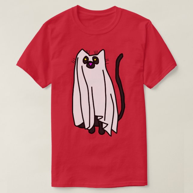 Camiseta Gato de Halloween de Folha de Boo (Frente do Design)