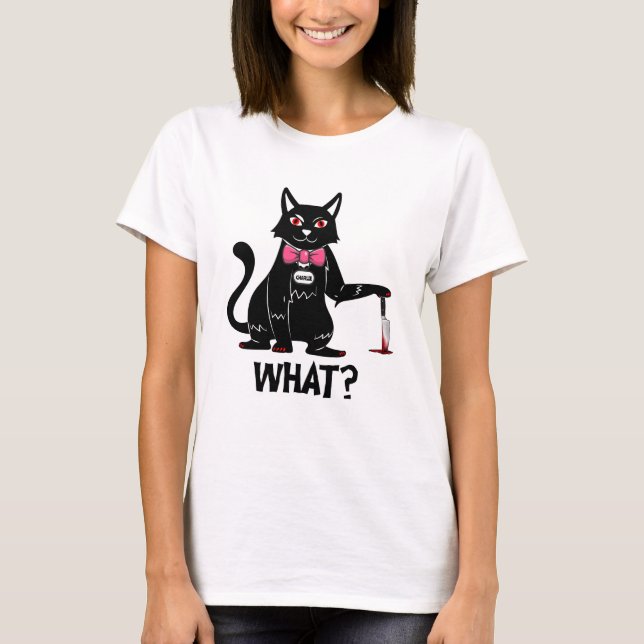 Camiseta Gato de Halloween Engraçado Kitten de Terror (Frente)