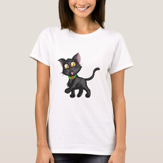 Camiseta Gato de Halloween Fofo (Frente)