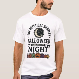 Camiseta Gato de Halloween Gatos Pretos Abóboras Vintage En