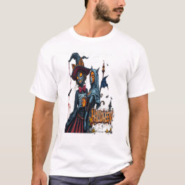 Camiseta gato de halloween horror grafite