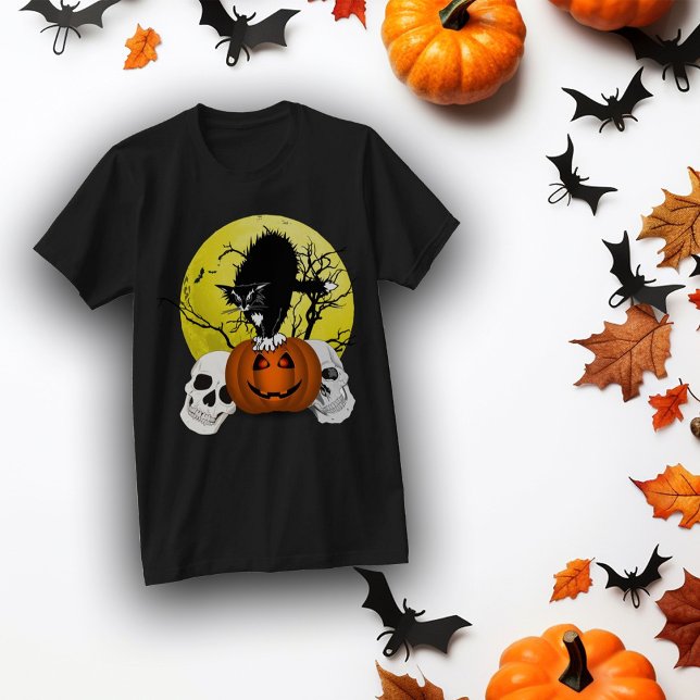Camiseta Gato De Halloween Irritado Em Pumpkin (Criador carregado)