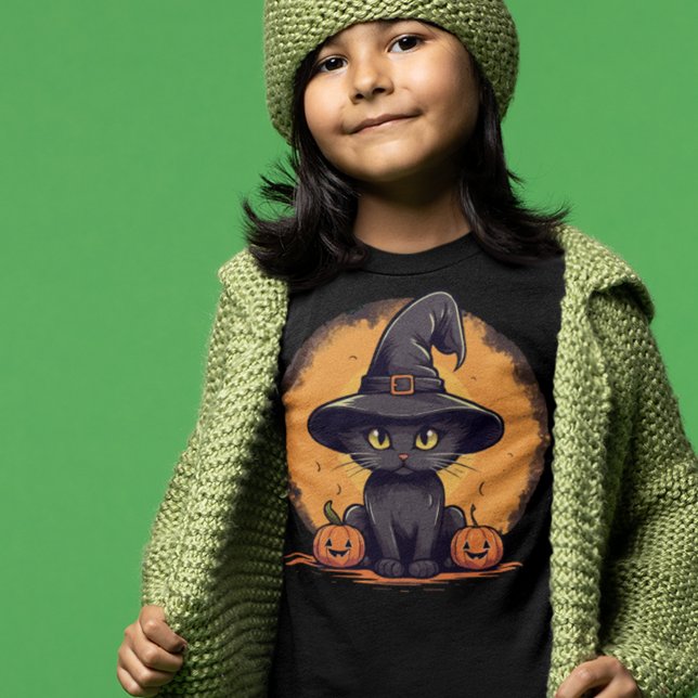 Camiseta Gato de Halloween Kitty no Chapéu do Mago (Criador carregado)