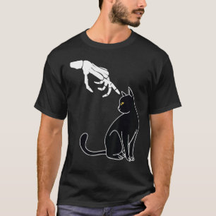 Camiseta Gato de Halloween Mão de Esqueleto Preto Boop