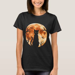 Camiseta Gato de Halloween masculino Lua Gato Preto Morcego