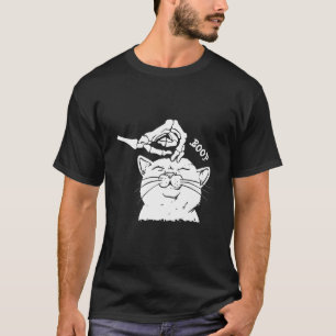 Camiseta Gato de Halloween Preto Esqueleto Mão Boop