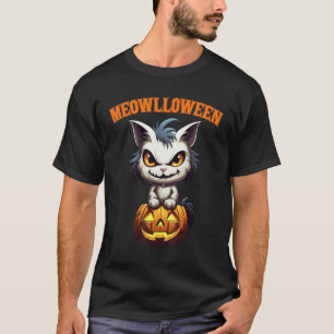 Camiseta Gato de Halloween Ragdoll Chapéu de Bruxa Abóbora