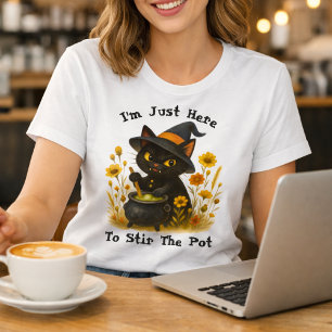 Camiseta Gato de Halloween - Só estou aqui para agitar o Po