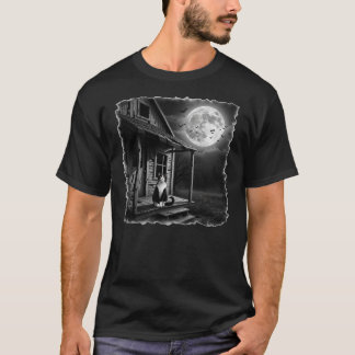 Camiseta Gato de Halloween Spooky com casa de rampas