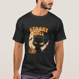 Camiseta Gato de Halloween Vibes Louco Gato de Halloween Bl