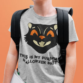 Camiseta Gato de Halloween Vintage com Slogan Personalizado