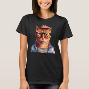 Camiseta Gato de Hipster de Moda